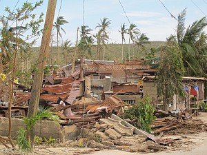 High winds and massive waves plummeted the northern Cebu region and left homes in rubble.  (Photo Credit: Moises Musico)